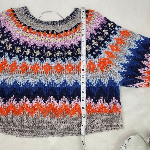 NWT FREE PEOPLE Home For The Holidays Sweater / Heather Grey Combo - Picture 10 of 12